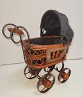 Vintage Antique Victorian Baby Doll Carriage Stroller Buggy Wicker Wood   Steel