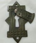 Antique Key Hole Cover Escutcheon Victorian Old Vintage Cast Brass Hardware 