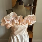 Vintage 1970s Pink Nylon Sweetheart Gown Women   s As Is Ruffle Top Lace 