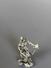 Hudson Fine Pewter Genie Rising From Lamp 1 75    Figure Usa Signed Green Gemstone