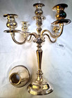 Vintage 5 Arm Silver-tone Candelabra 18  Metal Candle Holder Glass Votives