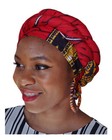Red Diamond African Print Ankara Modu Hat Pre-tied Head Wrap