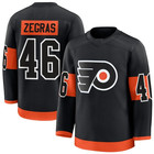 Custom Men s  46 Zegras Black   Orange All Stitched Hockey Jersey