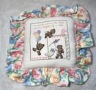 Vintage Teddy Bear Balloons Mother Goose Cross Stitch Pillow Baby Nursery 1992