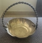 Vintage Silver Plated  Bowl Basket Twisted Handle Handcrafted Decorative 212g