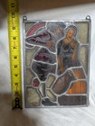 Rare F x  Zettler M  nchen Leaded Stained Glass Panel German Maid Jug Antique