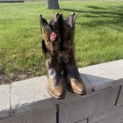 Laredo Womens Sylvan Embroidered Floral Tobacco Brown Leather Boots Size 8   9