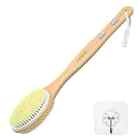 Long Handle Body Brush Bamboo Dual-sided Back Scrubber Shower Bath Spa Wet   Dry