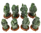 Spinach Jade Hand Carved Figures Of Chinese Immortals  set Of 8 