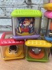 Fisher Price Peek A Boo Blocks Lot Of 8 Sensory Cubes Baby Kids Clowns Animals