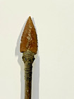 Antique Native American Arrow  Stone Tip  Feathers  Sinew  Painted Designs   a5