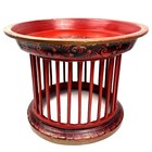 Antique Red Lacquered Buddhist Temple Tray Offering Table Spindle Base 16 
