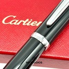 Cartier Black Composite Executive Rollerball Pen     Silver Accents     Elegant Desi
