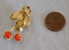 Rotary International Lapel Pin - Gold Tone Flower  Beads  Rhinestone    d500 