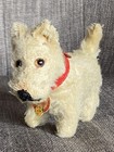 Antique White Steiff Sealyham Terrier Dog 1940s Chest Tag  Button   Partial Flag