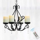  3 In 1 Lighting Chandelier With 4pcs Battery Operated Led Candle With Black