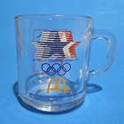 3 Mcdonalds 1984 Olympic Coffee Tea Cups Applied Color Label On Glass 