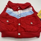 Build A Bear Rare Puffy Puffer Vest Winter Red Blue Striped Teddy Snap Jacket