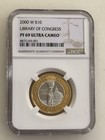 2000-w Proof  10 Bimetallic Library Of Congress Ngc Pf69   Ogp
