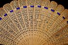 Antique Chineses Export Hand Fan Pierced Bris   Sandal Wood Mid 19th Century