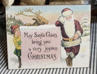 Beautiful Old  Vintage Victorian Primitive Style Christmas Santa Greeting Sign