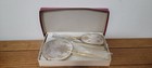 Vintage Vanity Dresser Set 3 Piece Gold Tone Brush  Mirror  Comb  Original Box