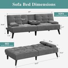 64  Futon Sofa Bed  Convertible Loveseat With 2 Cup Holders  Small Couch