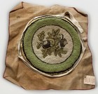 Vtg Joan Moshimer Wool Hand Hooked Rug Chair Seat Acorns 15  Finished Project