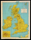 1947 Vintage British Isles Map Great Britain Wall Art Ireland United Kingdom
