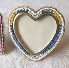 Lot Of 3 Vintage Micro Mosaic Floral Heart Shaped Picture Frame Easel Italy 