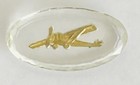 Vintage 1930 s Glass Airplane Intaglio Incised With Gold