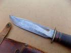 Old Vintage Marbles Ideal Knife With Stag Buttcap Pinwheel Button Sheath