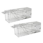 2-pack Silver Live Animal Cage Trap Folding Humane Cat Trap For Mouse 32x10x12
