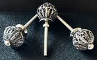 Three  3  Antique 15 16    Ornate   Delicate Filigree Globe Drawer cabinet Pulls