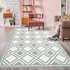 Area Rug 3x5 Gray And White Rug  Geometric Washable Rugs Non Slip Modern Low 