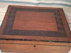 Vintage Antique Wooden Scroll Top Geometric Box Work Sewing 