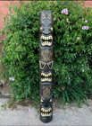 5 Foot Set Of Hand Carved Wooden Tiki Totem Masks Tropical Bar Patio Decor 60 x