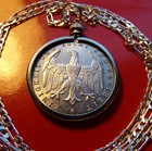 1923 German Eagle 500 Mark Coin Pendant On A 20   925 Sterling Silver Chain 