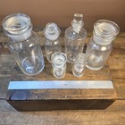 Antique German Hand Blown Glass Apothecary Jar Lot Of 6 Stoppers Thuringia 1800s