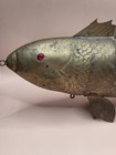 Antique Indian Brass Medina Fish Articulated Red Eyes Folk Art C1900