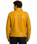 Men s  Yellow Distressed Six Pockets Genuine Sheepskin Leather Jacket  Gift Him