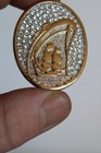 Vintage Holland America Cruise Line Gold Tone Rhinestone Brooch Pin