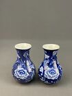 Pair 20th Century Chinese Blue And White Porcelain Floral 4 3 4  Bud Posy Vases
