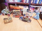 8 Vintage  Tin Litho Wind Up Penny Toys And More