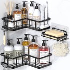 Corner Shower Caddy Rustproof Adhesive Shower Shelf Storage Holder Hooks