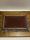 Vintage Rectangular Dresser Top Vanity Mirror Perfume Tray Metal 13 5 X 9 5