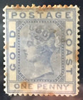 Gold Coast Qv 1876-84 1d Wmk Crown Cc Mlh Toning Sg 5 Gc47