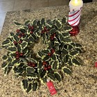30 Inch Round Faux Red Holly   Green Ivy Christmas Wreath Door Wall Hanging