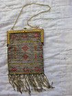 Antique Made In France Gold Metal Frame Beaded Purse Vintage Flapper Red French