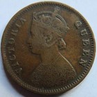 1875 Queen Victoria India 1 4 Quarter Anna Coin